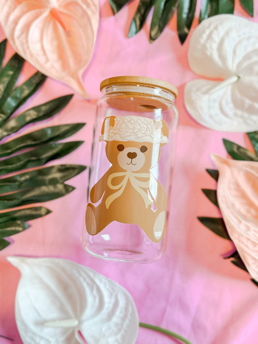 Cozy Papale Bear - Glass Beer Can 16oz.